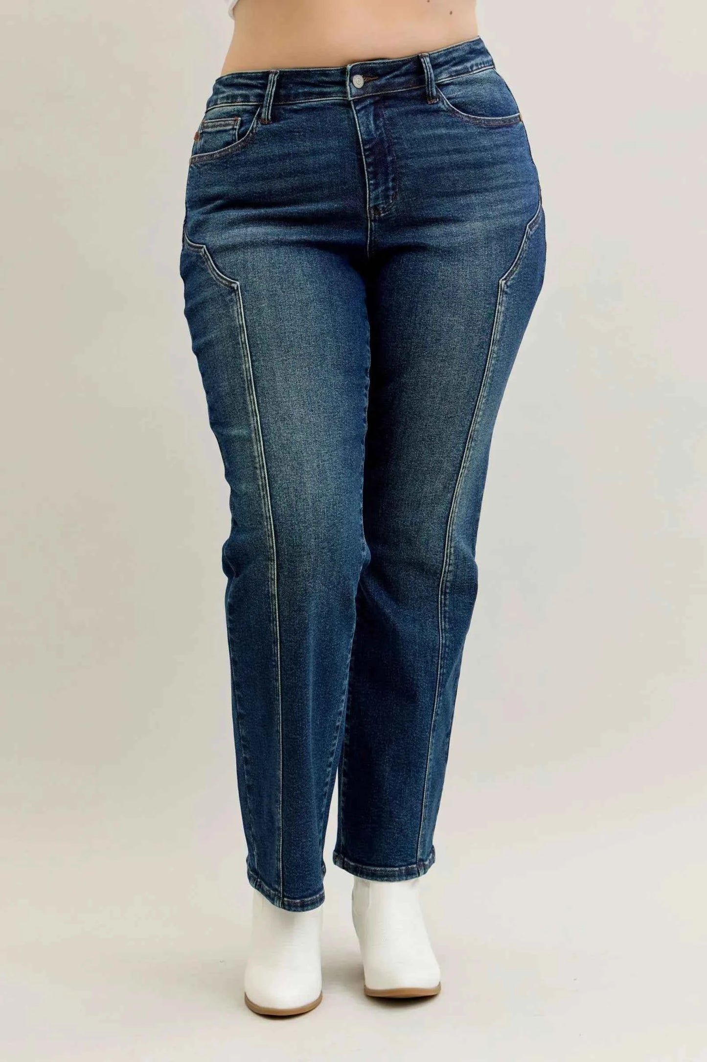 Judy Blue Full Size Seam Detail Straight Leg Jeans Plus Size For Women Trendsi