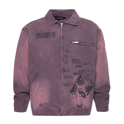 Gradient Inkjet Workwear Jacket For Men Purple