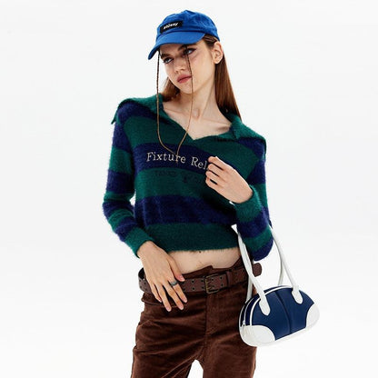 Striped Short Style Sweater For Women All Products