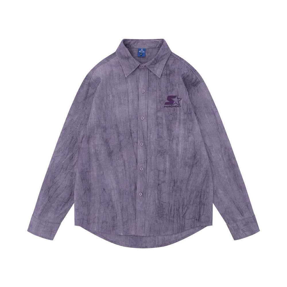 Simple Distressed Shirt For Men Purple