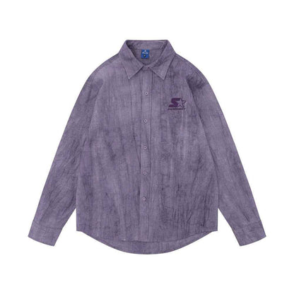 Simple Distressed Shirt For Men Purple