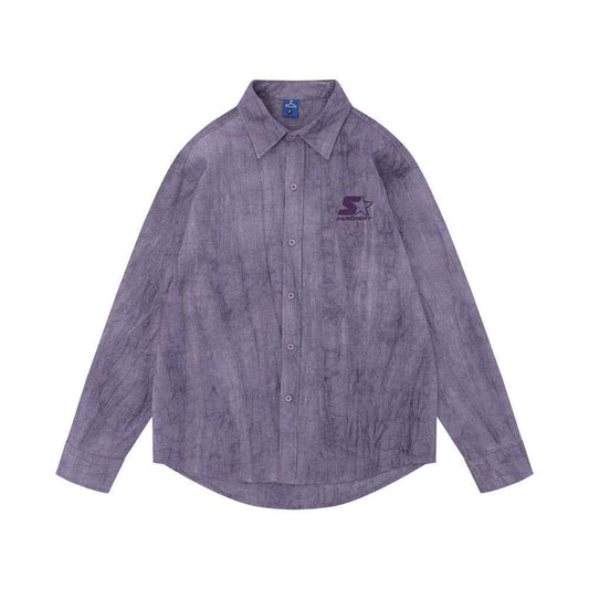 Simple Distressed Shirt For Men Purple