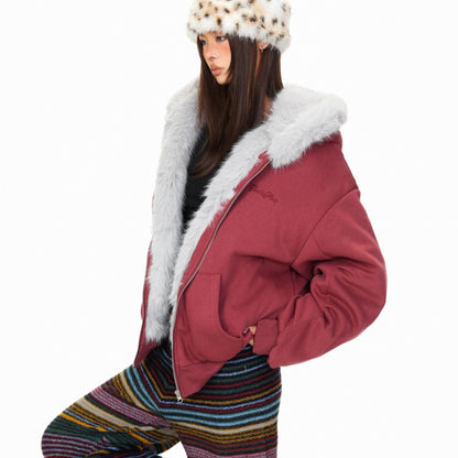Hooded American High Street Loose Thickened Warm Jacket For Women