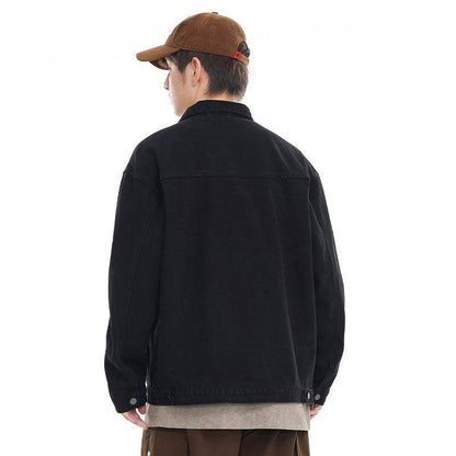 American Retro Washed Denim Jacket Fall And Winter Lapels Jacket MuddyStock