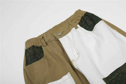 Street Contrast Stitching Straight Jeans For Men And Women MuddyStock