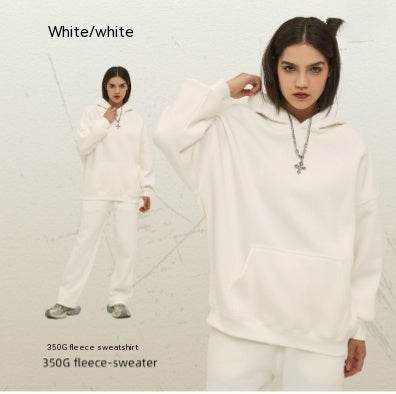Thick Hooded Trendy Sweater For Men And Women White MuddyStock