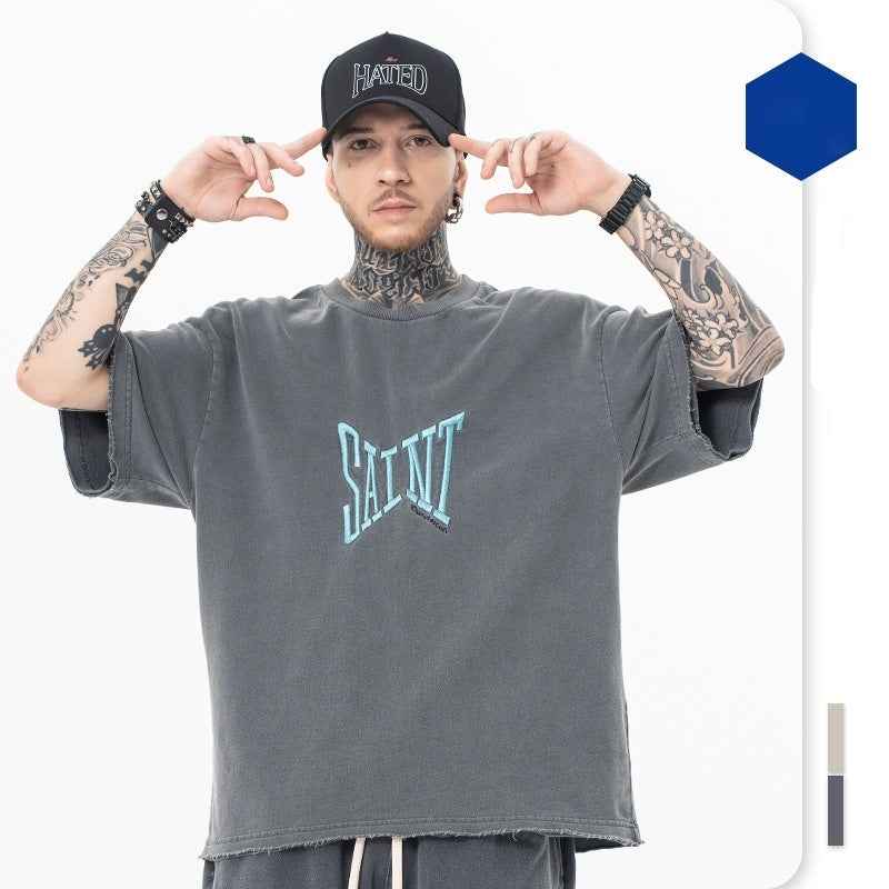 Retro Alphabet Short Sleeve T-shirt For Men null