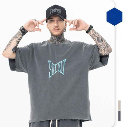 Retro Alphabet Short Sleeve T-shirt For Men null
