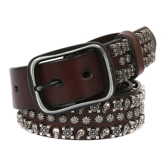 Hip-hop All-match Knight Belt Dark coffee
