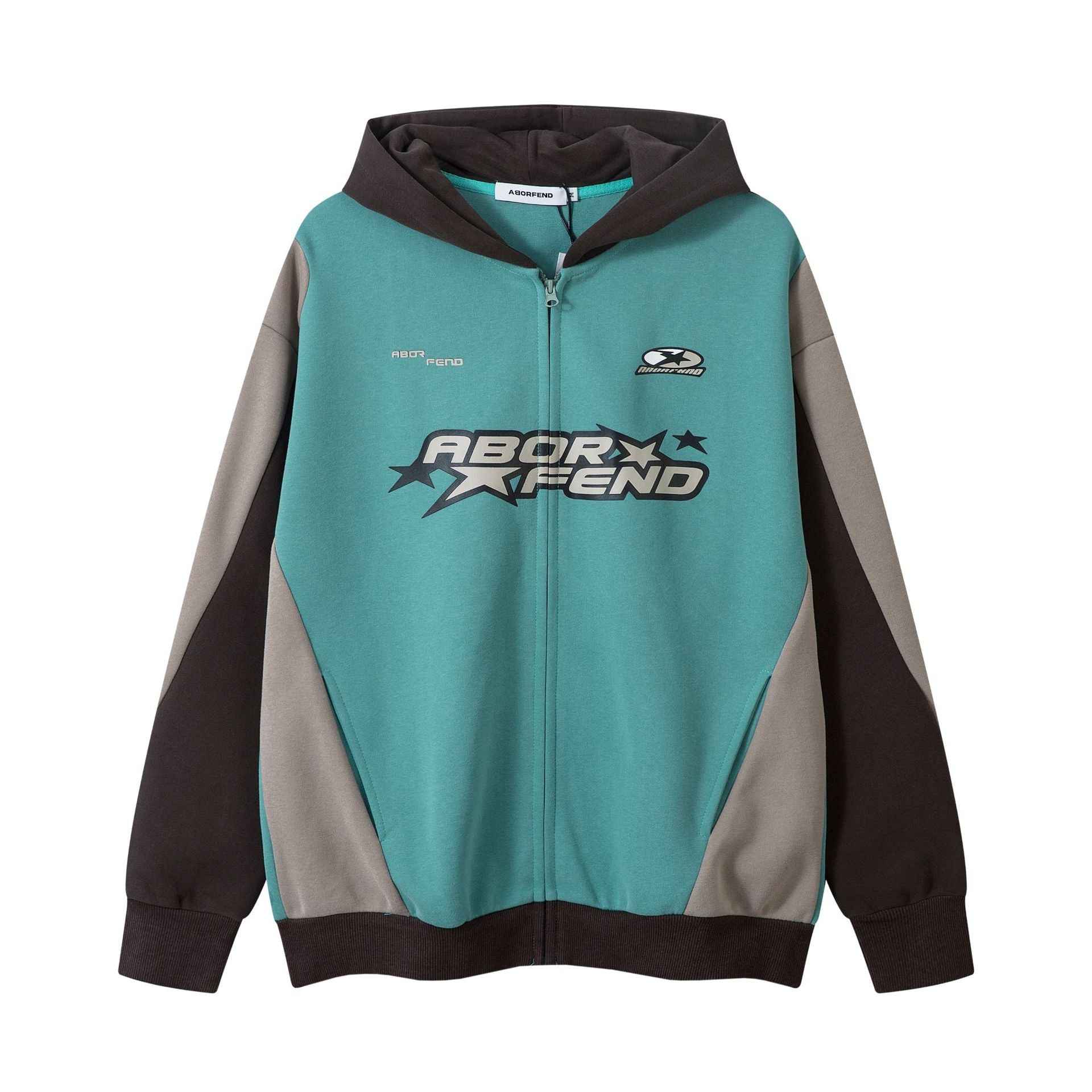 Retro Patchwork Letters Printed Hoodie For Men And Women Light Blue MuddyStock