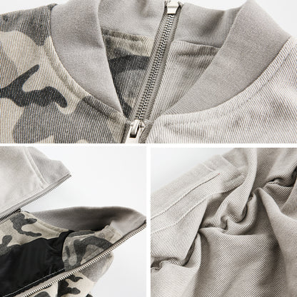 American Camouflage Stitching Baseball Uniform Jacket For Women