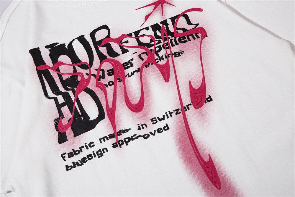 Fashion Abstract Letter Print Short-sleeve For Women MuddyStock