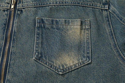 American Workwear Stitching Denim Coat For Men And Women MuddyStock