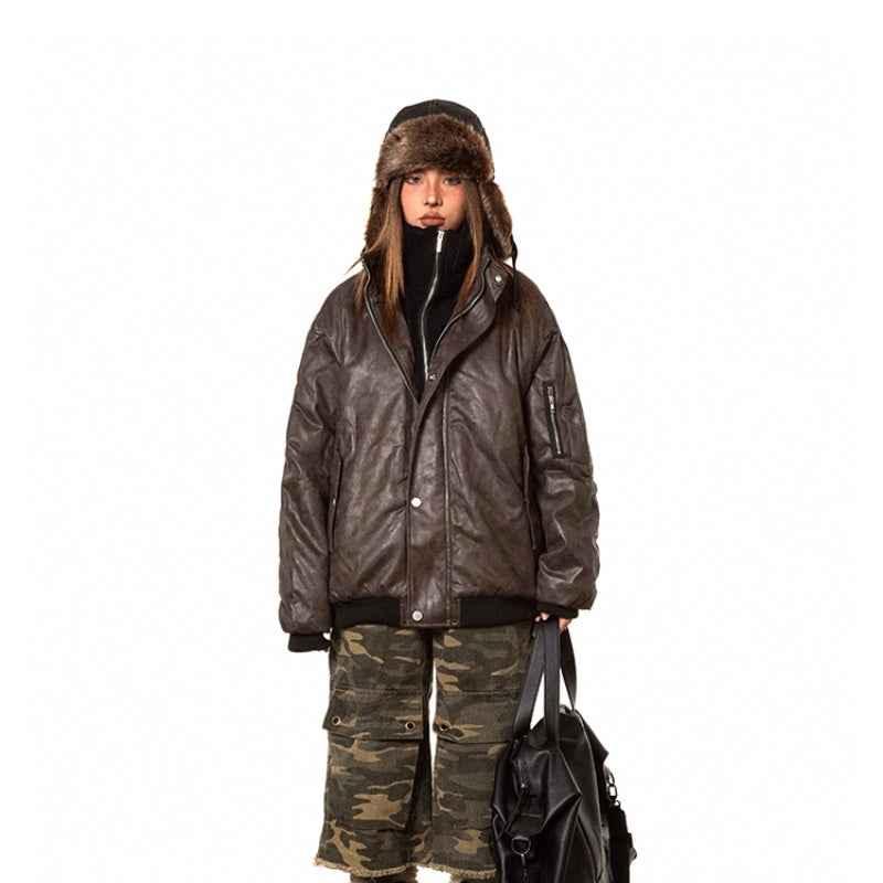 American-style Fake Two-piece Suede Bomber Jacket For Women MuddyStock