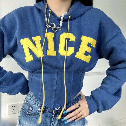 Fashion Letter Embroidered Long Sleeve Hoodie All Products