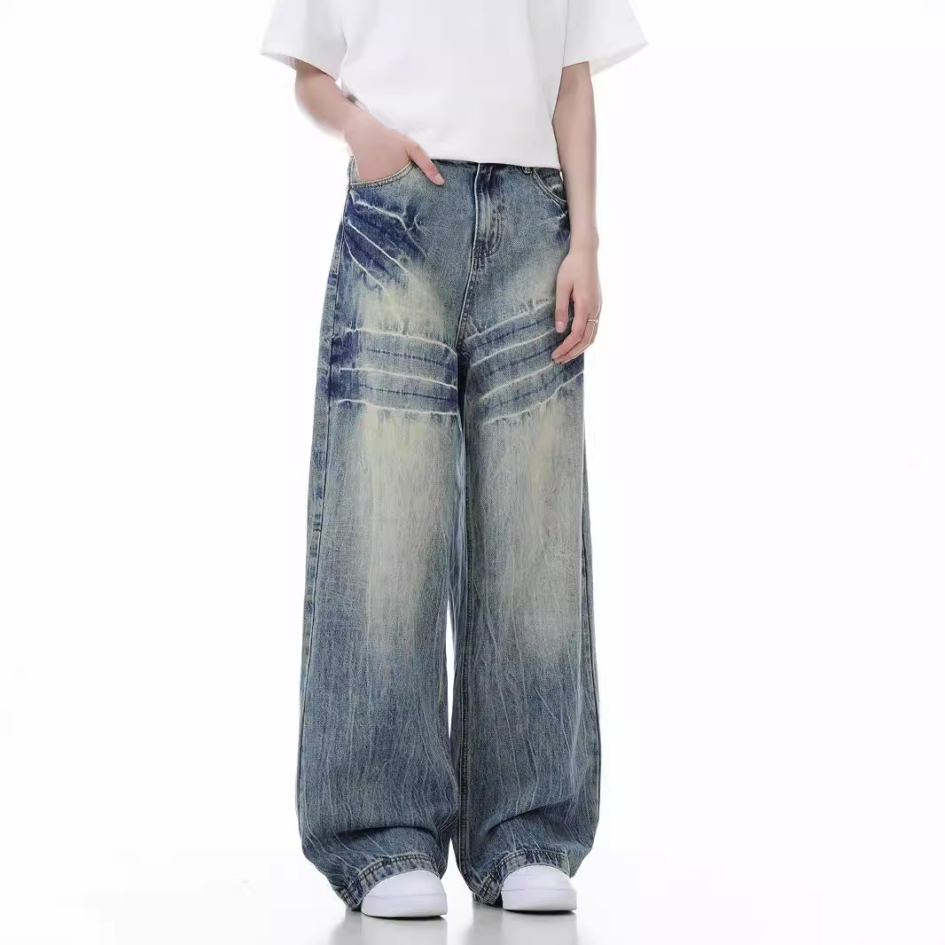 Loose Wide Leg American High Street Jeans For Men And Women All Products