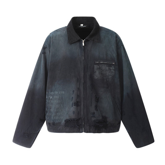Painting Make Old Ripped Lapel Jacket For Men And Women Blue