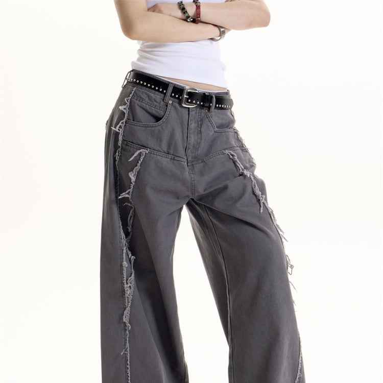 American Retro Style Deconstructive Design Jeans For Women