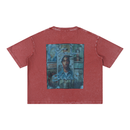 Mineral Wash Boxy Cotton T-Shirt For Men | MuddyStock Originals Red