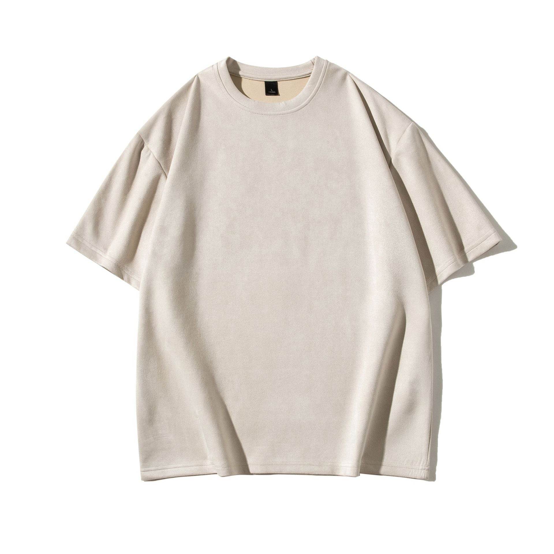 American Retro Short Sleeve T-shirt For Men And Women Beige Apricot Yellow MuddyStock