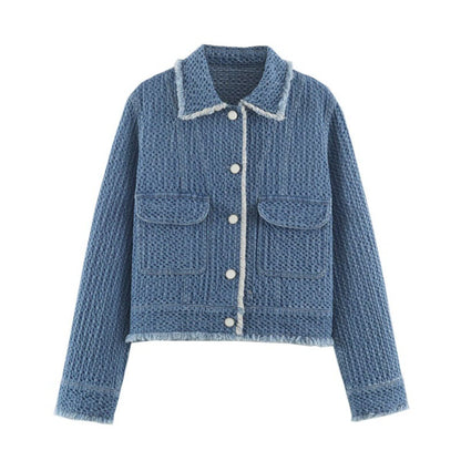 Versatile Long-sleeve Lapel-collar Cotton Denim Jacket All Products