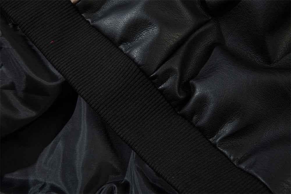 European And American Letters Affixed Cloth Embroidered Loose Leather Coat Coat MuddyStock