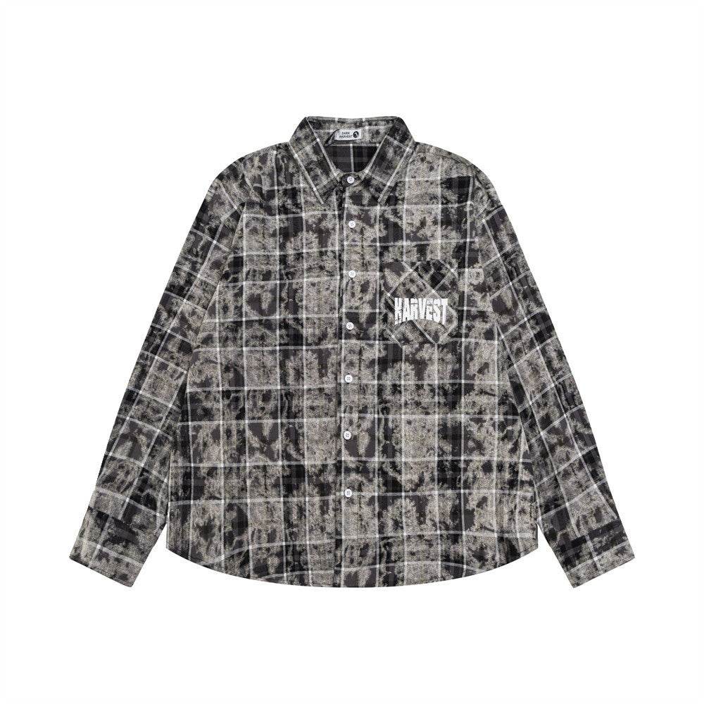 Fashion Personalized Tie-dye Long-sleeved Shirt For Men And Women Gray MuddyStock