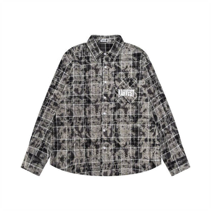 Fashion Personalized Tie-dye Long-sleeved Shirt For Men And Women Gray MuddyStock