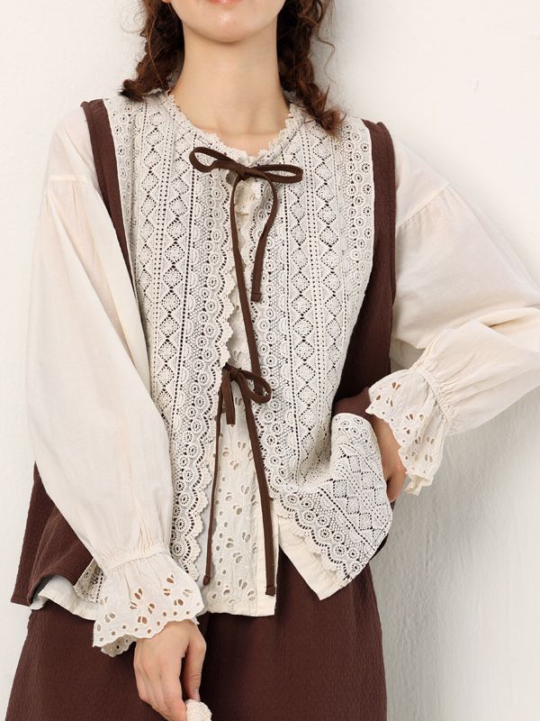 Lace-up Outer Cotton And Linen Waistcoat Vest For Women MuddyStock