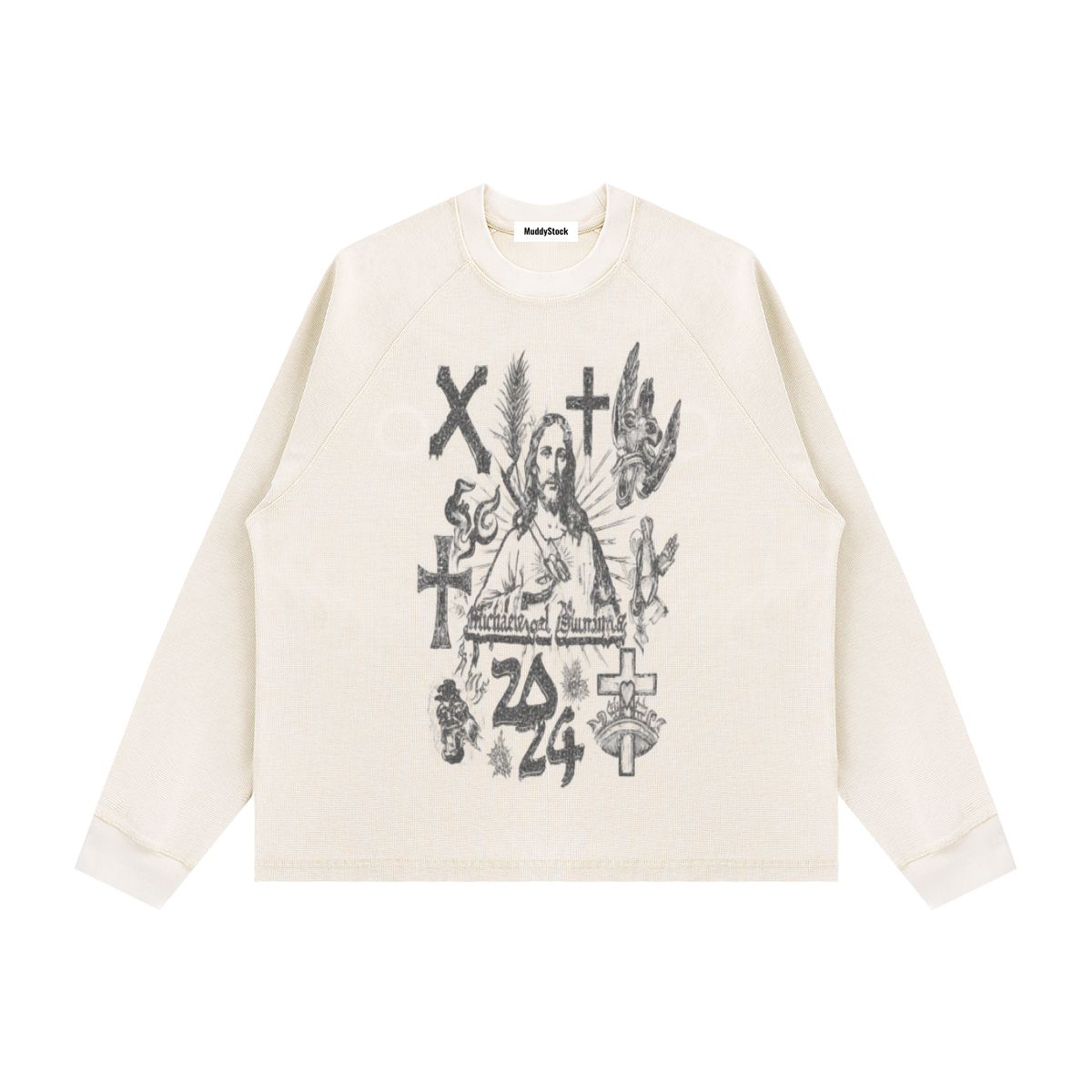 Vintage Wash Boxy Waffle T-Shirt For Men | MuddyStock Originals Light Apricot