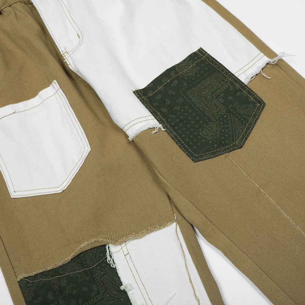 Street Contrast Stitching Straight Jeans For Men And Women MuddyStock