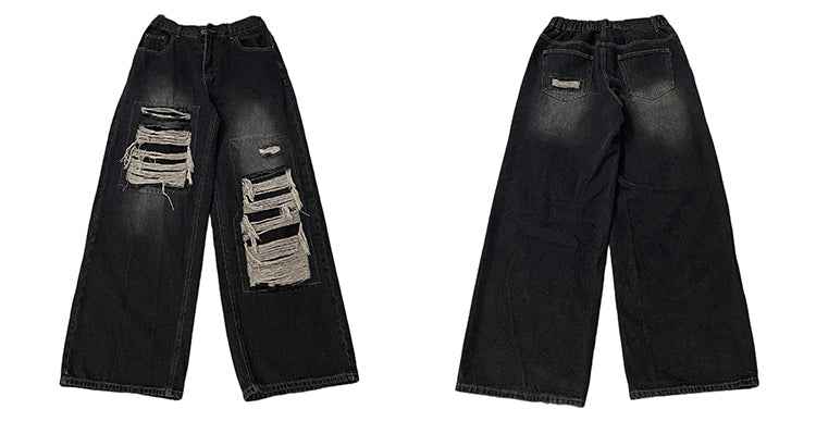 American Street Patch Ripped Design Sense Niche Jeans For Men And Women MuddyStock