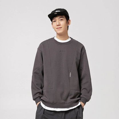 Men's Vintage Embroidery Fleece-lined Crew Neck Sweater MuddyStock