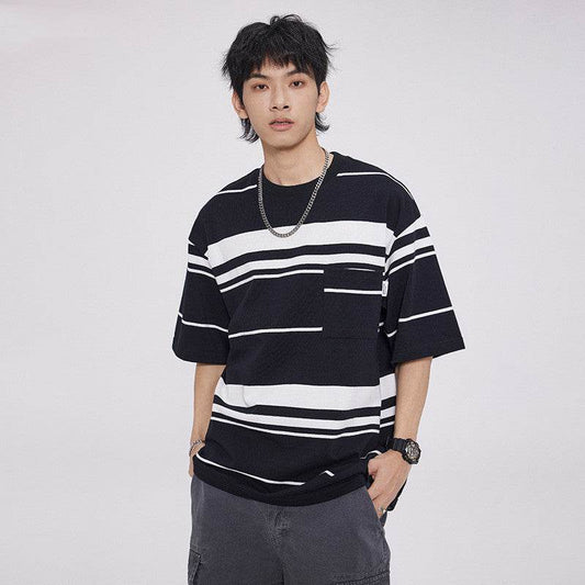 Striped Short-sleeved T-shirt For Men And Women MuddyStock