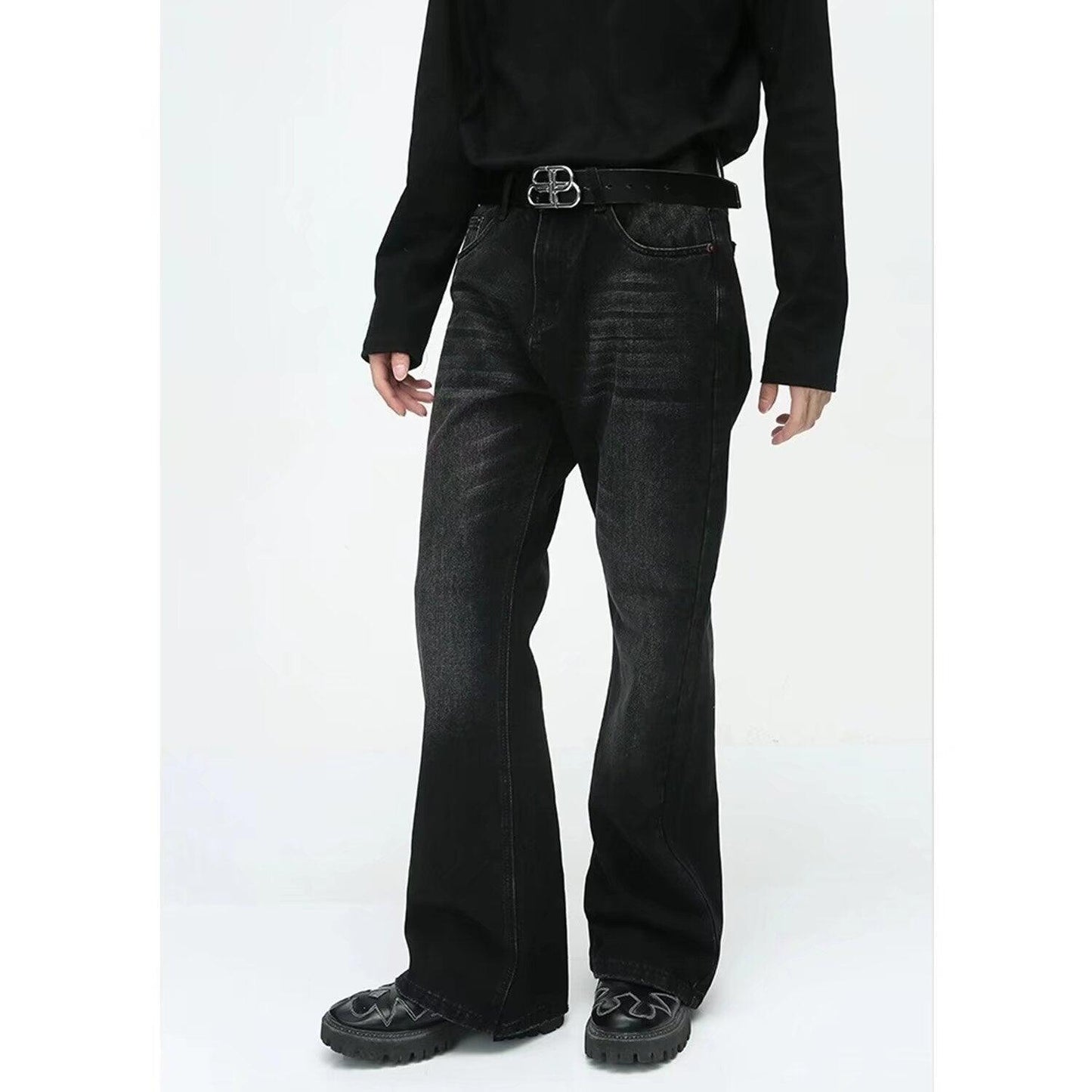 Casual Men's Artistic Straight-leg Pants Black null