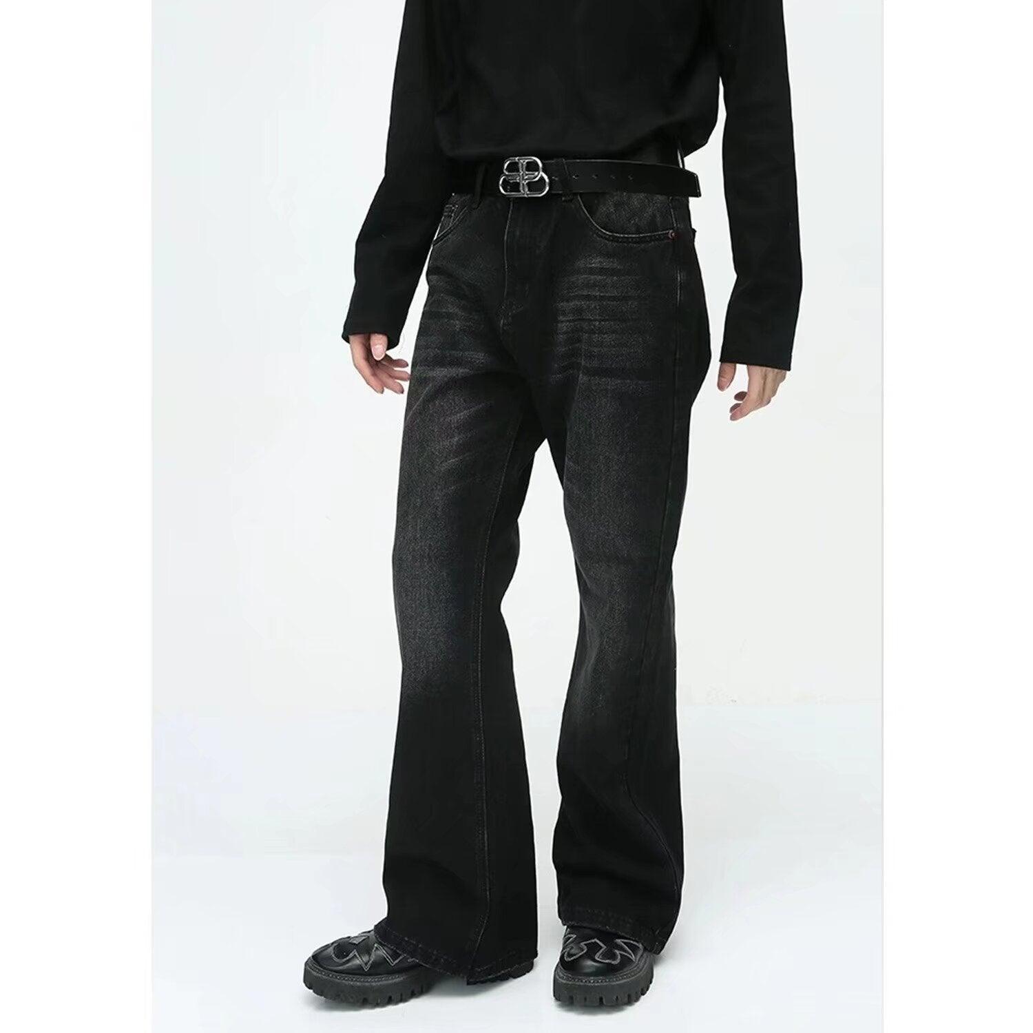 Casual Men's Artistic Straight-leg Pants Black null