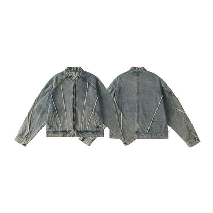 Retro Short Frayed Hem Jacket For Women null