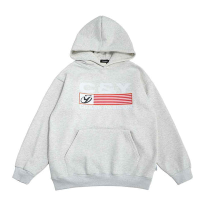 Printed Alphabet Hoodie For Women Light Grey null