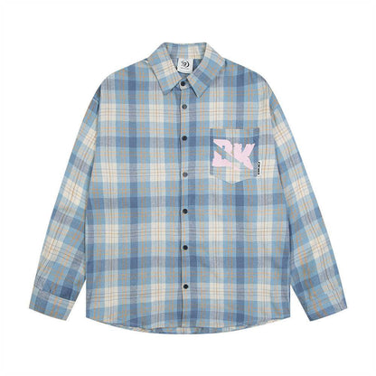 Loose Plaid Long Sleeve Shirt For Men And Women MuddyStock