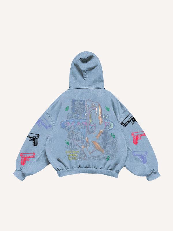 Casual Printed Polyester Hoodie