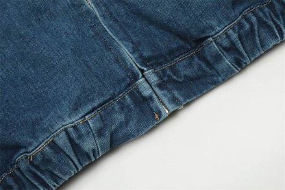 Creative Contrast Color Letter Printing Denim Jacket For Men And Women MuddyStock