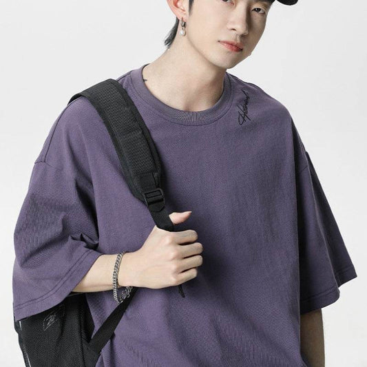 Three-dimensional Patchwork Short-sleeved T-shirt Men's Summer New Loose MuddyStock