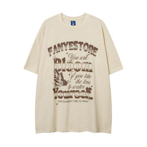 Butterfly Print Loose Short Sleeve For Men Apricot