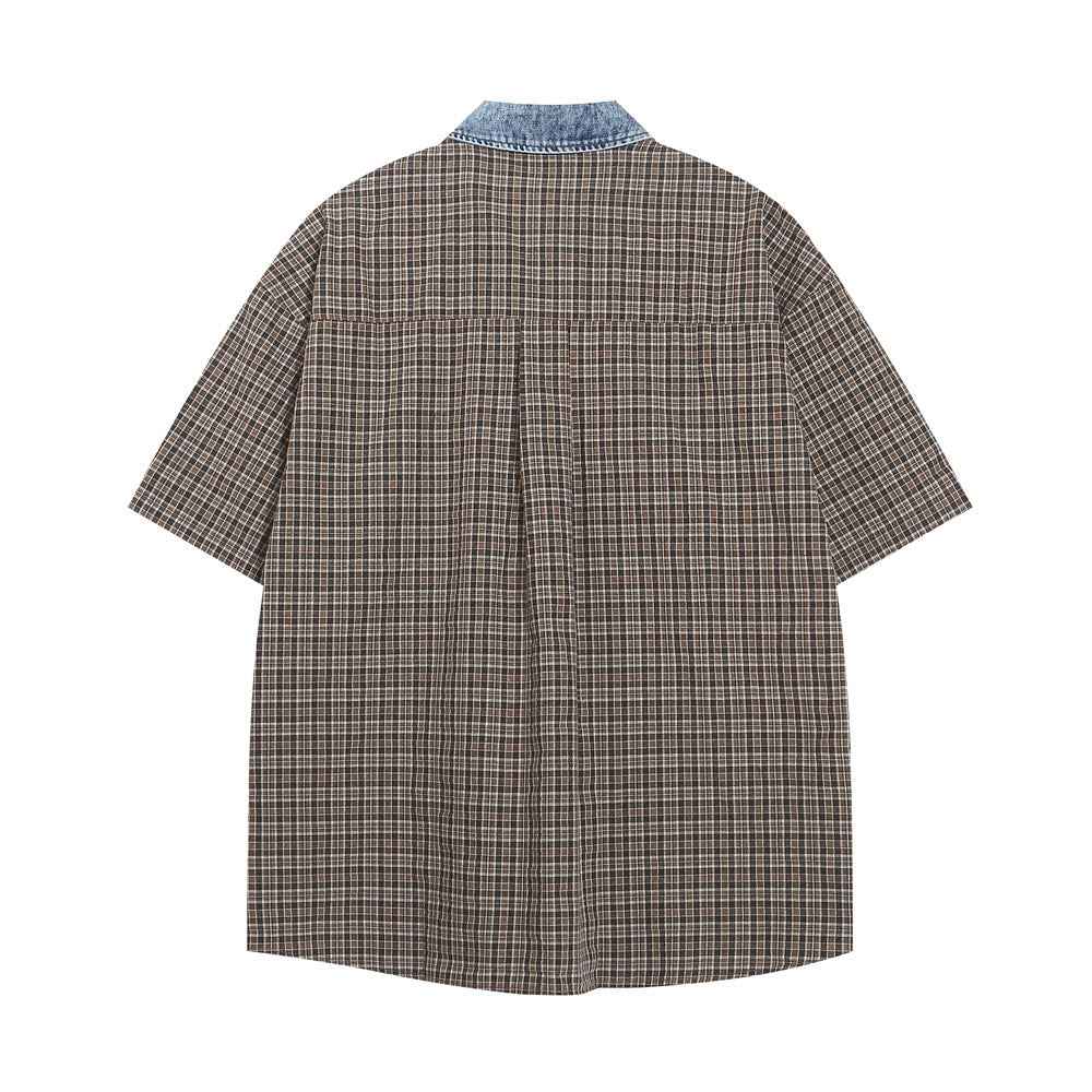 Fine Plaid Loose Shirt For Men null