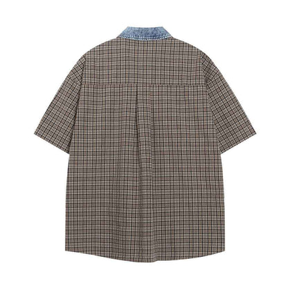 Fine Plaid Loose Shirt For Men null