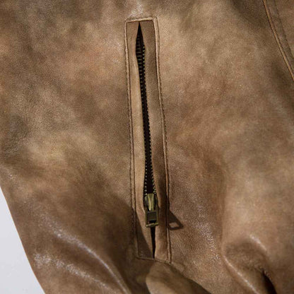 Contrast Color PU Leather Jacket For Men null