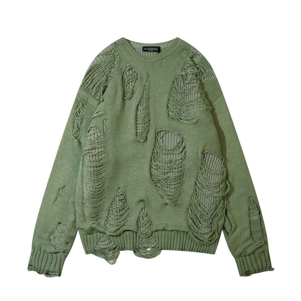 Relaxed Slouchy Round Neck Long Sleeve Sweater For Men And Women Green null