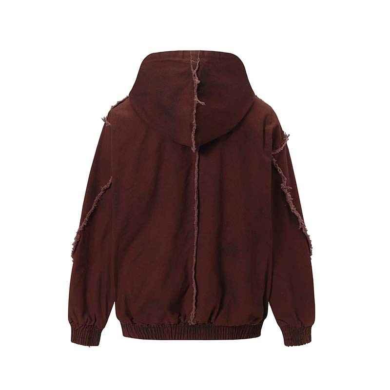 Deconstructing Stitching Edging Dirty Hoodie For Men null