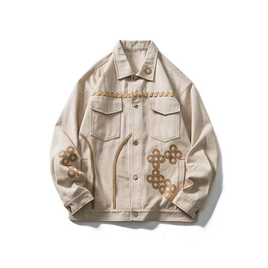 Copper Coin Embroidered Multi-pocket Jackets For Men And Women MuddyStock