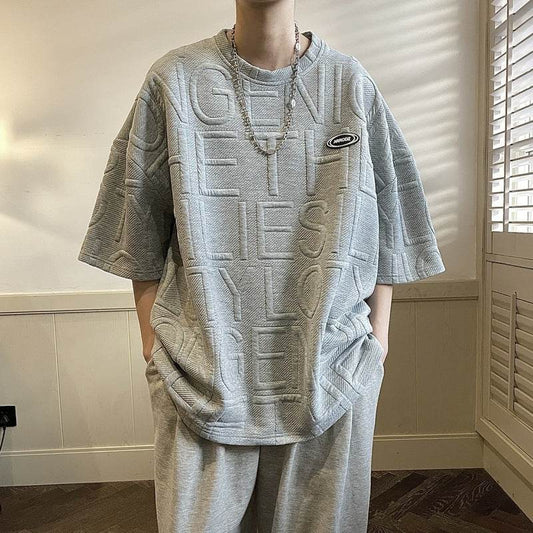 Summer Three-dimensional Letter Men's Short Sleeve Retro Loose MuddyStock